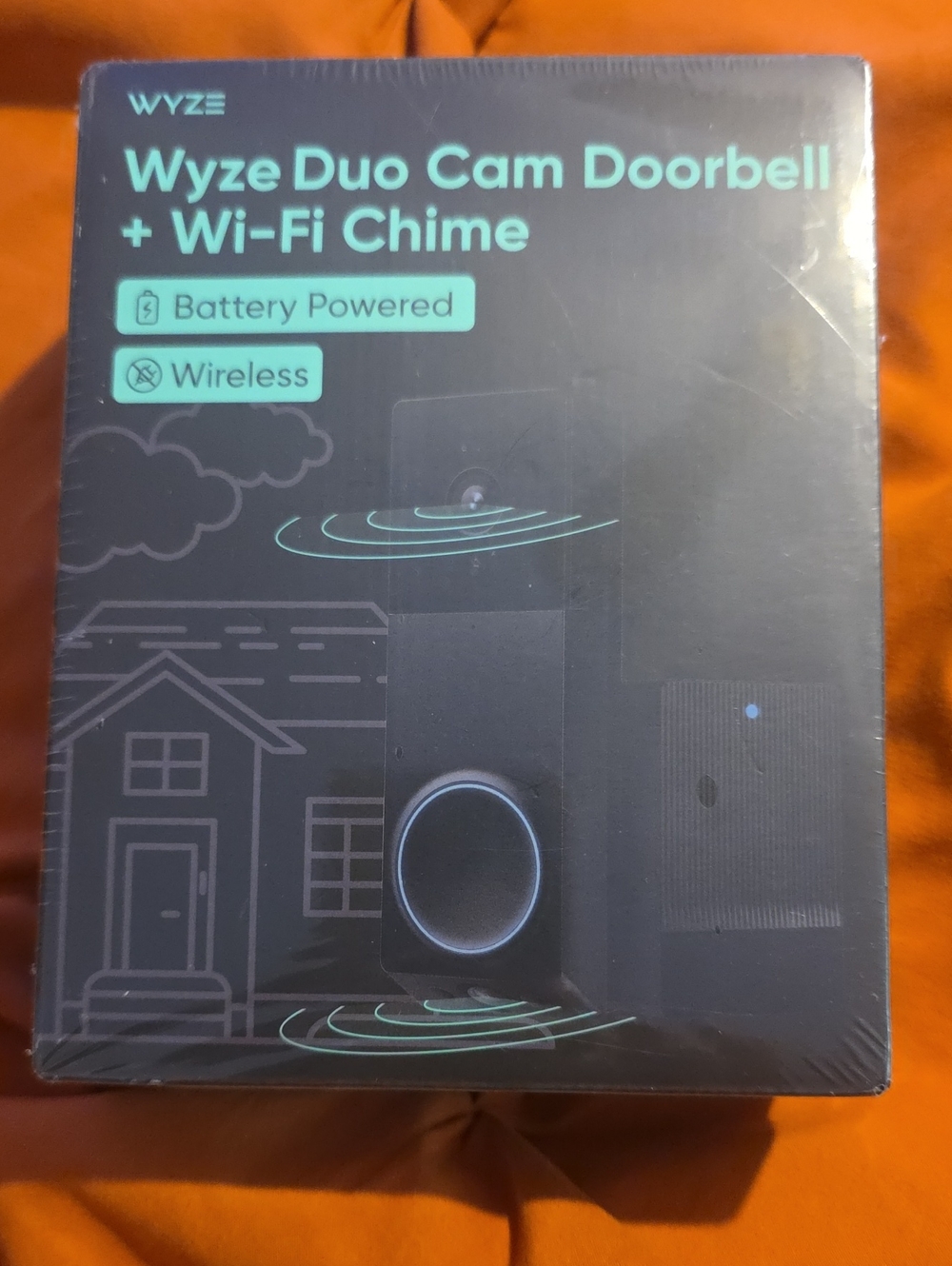 Wyze Duo Cam Doorbell + Wi‑Fi Chime — Black with Teal Accents New In Box